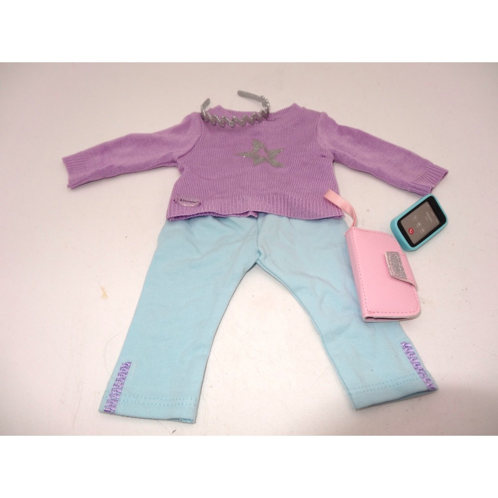 American Girl Doll Meet Accessories Truly Me Sweater Leggins Headband Phone Wal